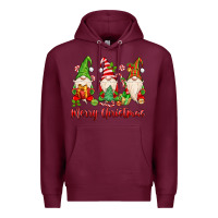Burgundy merry christmas gnomes Premium Hoodie - MaliasSmallBusiness
