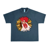 Midnight Navy sunflower with rooster Urban Heavy Tee - RanaPortraitStore