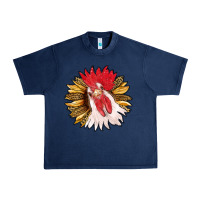 Navy sunflower with rooster Urban Heavy Tee - RanaPortraitStore