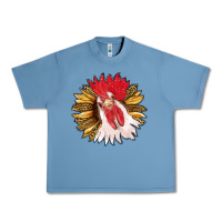 Pebble Blue sunflower with rooster Urban Heavy Tee - RanaPortraitStore