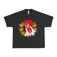 Pigment Black sunflower with rooster Urban Heavy Tee - RanaPortraitStore