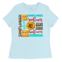 Baby Blue sunflower sunshine Ladies Tee - AdoDesignShop