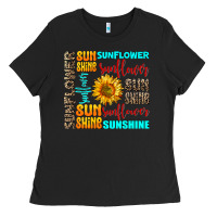 Black sunflower sunshine Ladies Tee - AdoDesignShop