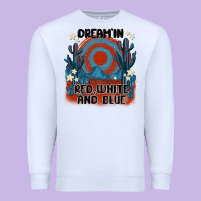 Dream' In Red White And Blue Premium Sweatshirt Designed By Maliassmallbusiness