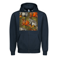 Navy squirrel pumpkin seamless Zipper Hoodie - BundleAndBundleShop