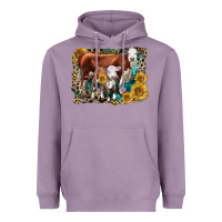 Lavender Hereford Cow and Hereford Calf With Leopard Heavyweight Hoodie - LillyAllenDesigns