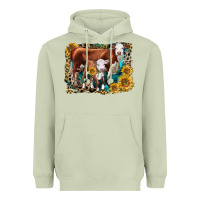 Matcha Hereford Cow and Hereford Calf With Leopard Heavyweight Hoodie - LillyAllenDesigns