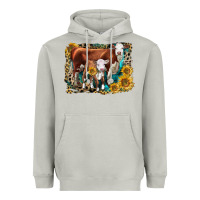 Moon Dust Hereford Cow and Hereford Calf With Leopard Heavyweight Hoodie - LillyAllenDesigns
