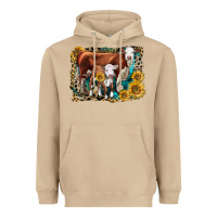 Mushroom Hereford Cow and Hereford Calf With Leopard Heavyweight Hoodie - LillyAllenDesigns