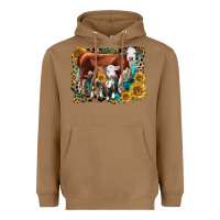Toasted Coconut Hereford Cow and Hereford Calf With Leopard Heavyweight Hoodie - LillyAllenDesigns