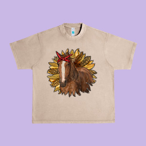 Sunflower With Horse Urban Heavy Tee Designed By Ranaportraitstore