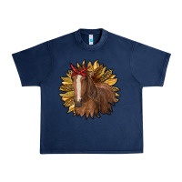 Navy sunflower with horse Urban Heavy Tee - RanaPortraitStore