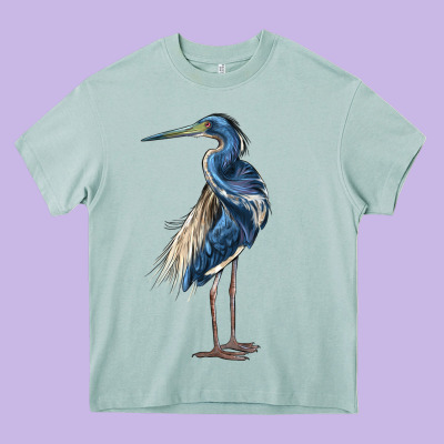 Louisiana Heron Heavy Core Tee Designed By Lillyallendesigns