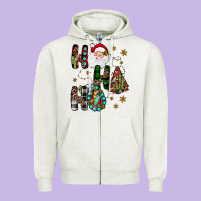 Ho Ho Ho Zipper Hoodie Designed By Jahusdesignshop