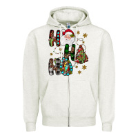 Oatmeal Heather ho ho ho Zipper Hoodie - JahusDesignShop