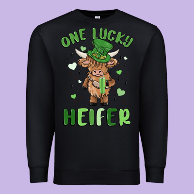 One Lucky Heifer Premium Sweatshirt Designed By Maliassmallbusiness