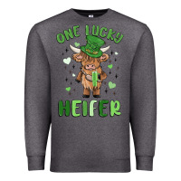 Charcoal Heather one lucky heifer Premium Sweatshirt - MaliasSmallBusiness
