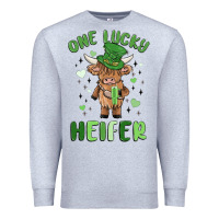 Heather Grey one lucky heifer Premium Sweatshirt - MaliasSmallBusiness