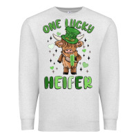 Oatmeal Heather one lucky heifer Premium Sweatshirt - MaliasSmallBusiness