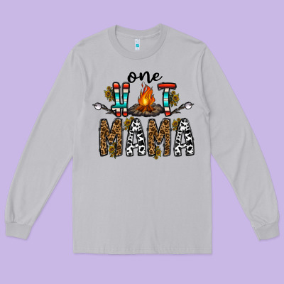 One Hot Mama Long Sleeve Tee Designed By Cowhidedigitalart