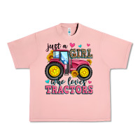 Salmon just a girl who loves tractors Urban Heavy Tee - Zillion Design Studio