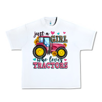 White just a girl who loves tractors Urban Heavy Tee - Zillion Design Studio