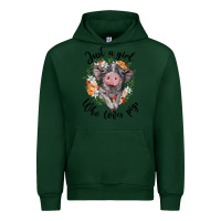 Forest Green just a girl who loves pigs floral wreath Urban Hoodie - BarkalooDesign
