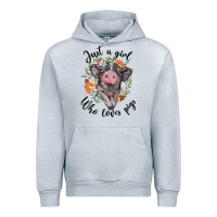 Heather Grey just a girl who loves pigs floral wreath Urban Hoodie - BarkalooDesign