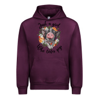 Mauve Wine just a girl who loves pigs floral wreath Urban Hoodie - BarkalooDesign