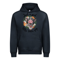Navy just a girl who loves pigs floral wreath Urban Hoodie - BarkalooDesign