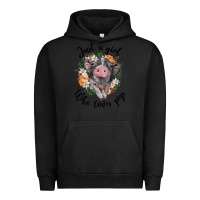 Pigment Black just a girl who loves pigs floral wreath Urban Hoodie - BarkalooDesign