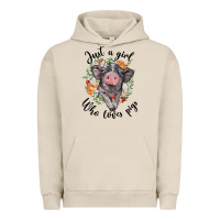 Pigment French Oak just a girl who loves pigs floral wreath Urban Hoodie - BarkalooDesign