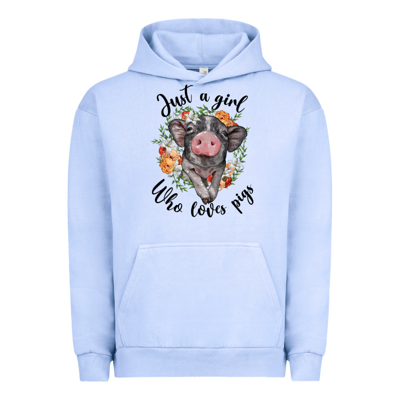 Just A Girl Who Loves Pigs Floral Wreath Urban Hoodie by BarkalooDesign | Teevron