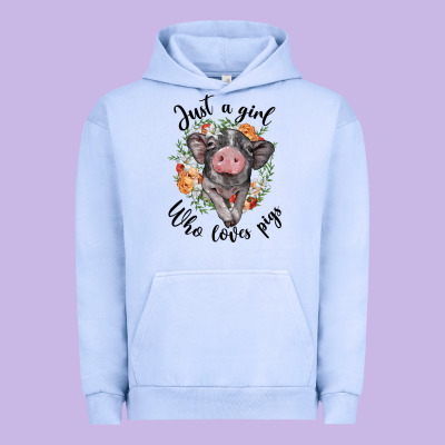 Just A Girl Who Loves Pigs Floral Wreath Urban Hoodie Designed By Barkaloodesign