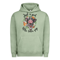 Pigment Oil Green just a girl who loves pigs floral wreath Urban Hoodie - BarkalooDesign