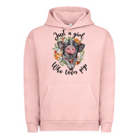 Pigment Salmon just a girl who loves pigs floral wreath Urban Hoodie - BarkalooDesign