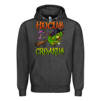 Charcoal Heather hocus croakus Zipper Hoodie - BundleAndBundleShop