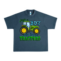 Midnight Navy just a boy who loves tractors Urban Heavy Tee - Zillion Design Studio