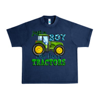 Navy just a boy who loves tractors Urban Heavy Tee - Zillion Design Studio