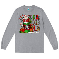 Heather Grey fa la la la la christmas santa claus coffee cup Long Sleeve Tee - FaDigitalArtStudio