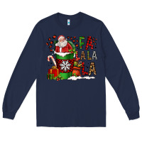 Navy fa la la la la christmas santa claus coffee cup Long Sleeve Tee - FaDigitalArtStudio
