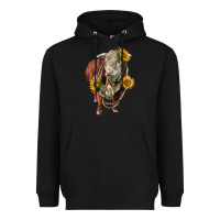 Black hereford bull rope and sunflowers Heavyweight Hoodie - LillyAllenDesigns