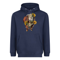 Navy hereford bull rope and sunflowers Heavyweight Hoodie - LillyAllenDesigns