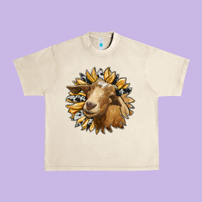 Sunflower With Goat Urban Heavy Tee Designed By Ranaportraitstore