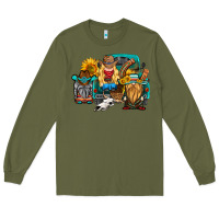 Army Green western Truck with gnomes Long Sleeve Tee - HRA Design Shop