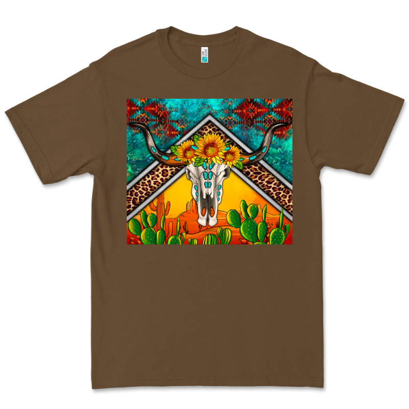 Western Sunflowers Longhorn Bull Skull Premium Tee by Artiststas | Teevron