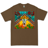 Cacao western sunflowers longhorn bull skull Premium Tee - Artiststas