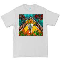 Dove Grey western sunflowers longhorn bull skull Premium Tee - Artiststas