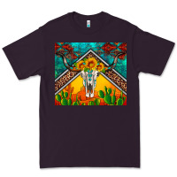 Plum western sunflowers longhorn bull skull Premium Tee - Artiststas