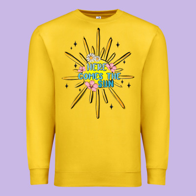 Here Comes The Sun Premium Sweatshirt Designed By Maliassmallbusiness